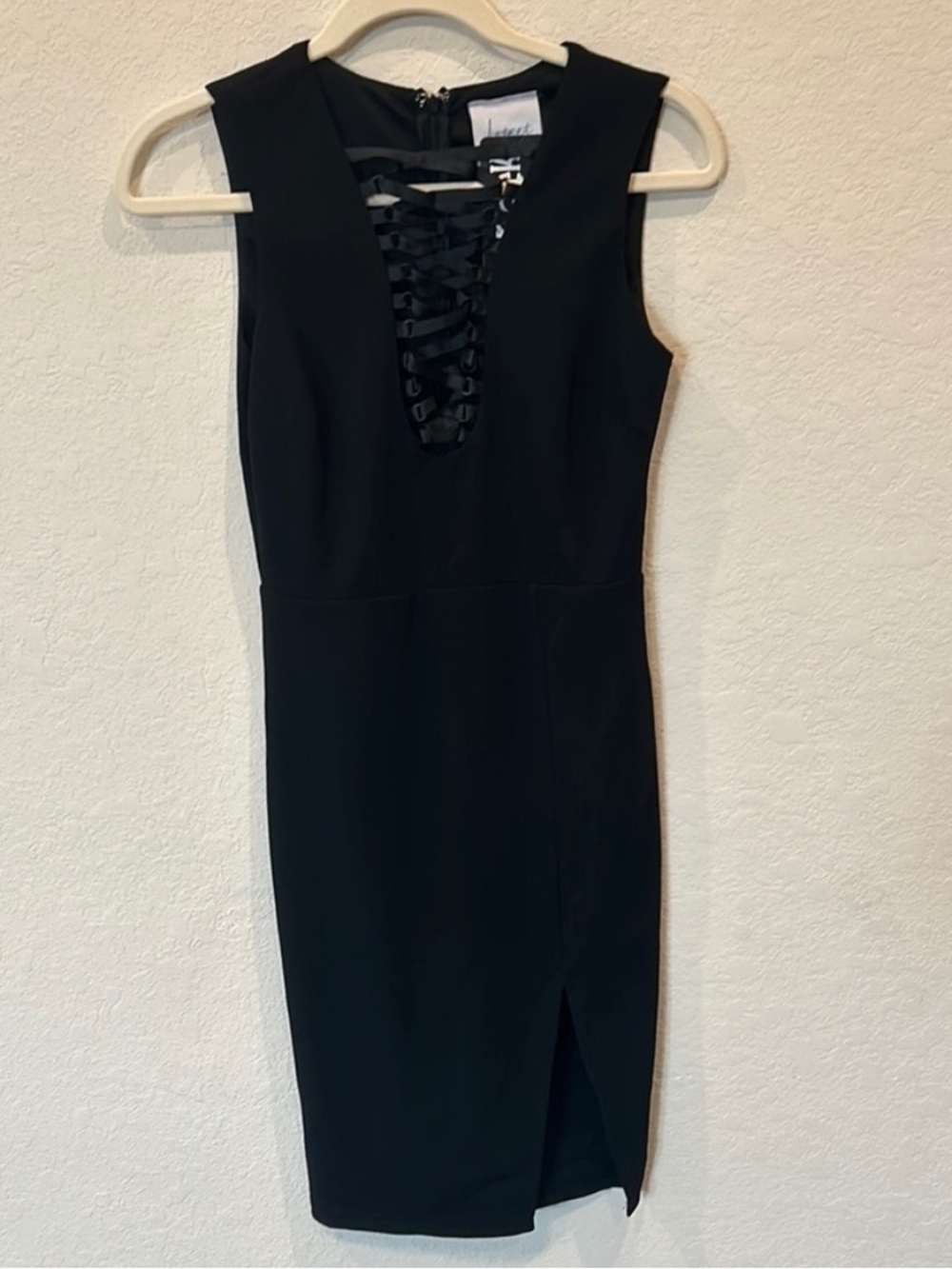 The Jetset Diaries Black Lace-Up Plunge Mini Dress